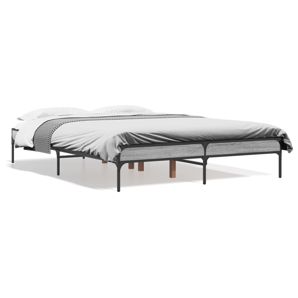 vidaXL Posteľný rám sivý sonoma 135x190 cm kompozitné drevo a kov