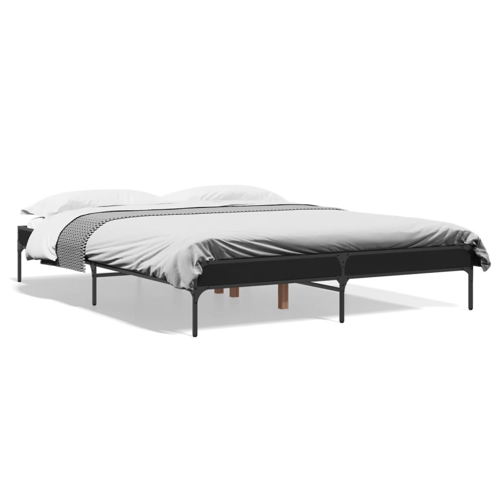 vidaXL Posteľný rám čierny 150x200 cm kompozitné drevo a kov