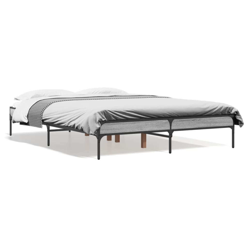 vidaXL Posteľný rám sivý sonoma 140x190 cm kompozitné drevo a kov