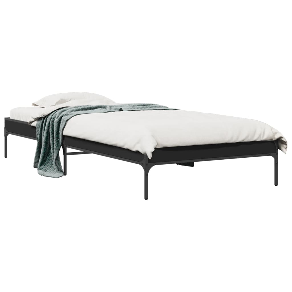 vidaXL Posteľný rám čierny 75x190 cm kompozitné drevo a kov