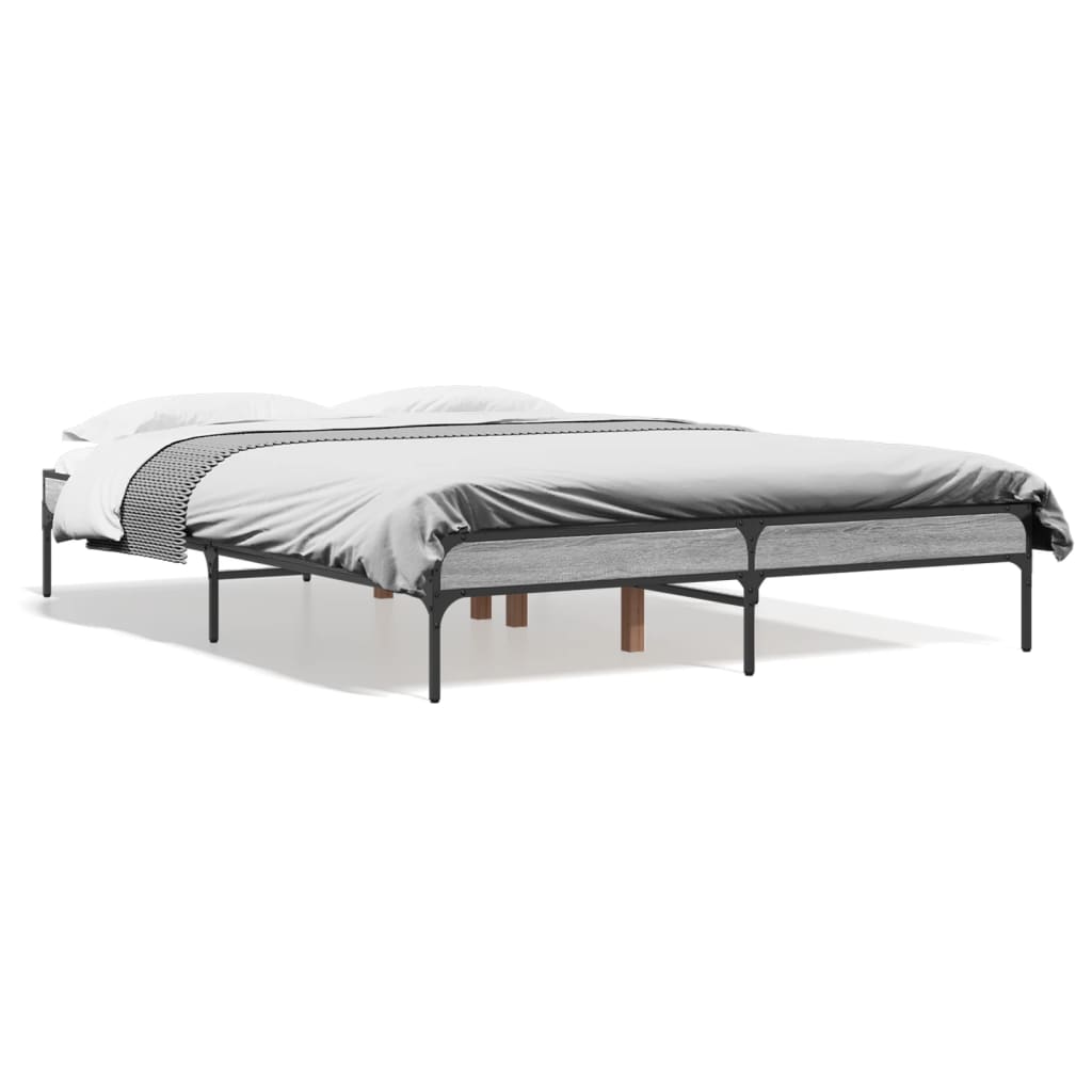vidaXL Posteľný rám sivý sonoma 120x190 cm kompozitné drevo a kov