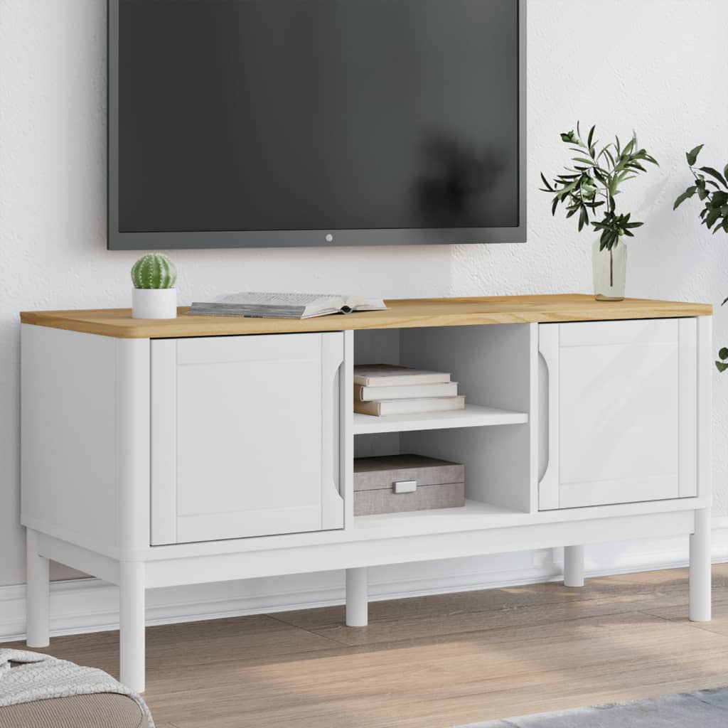 vidaXL Komoda FLORO biela 114x43x55 cm borovicový masív