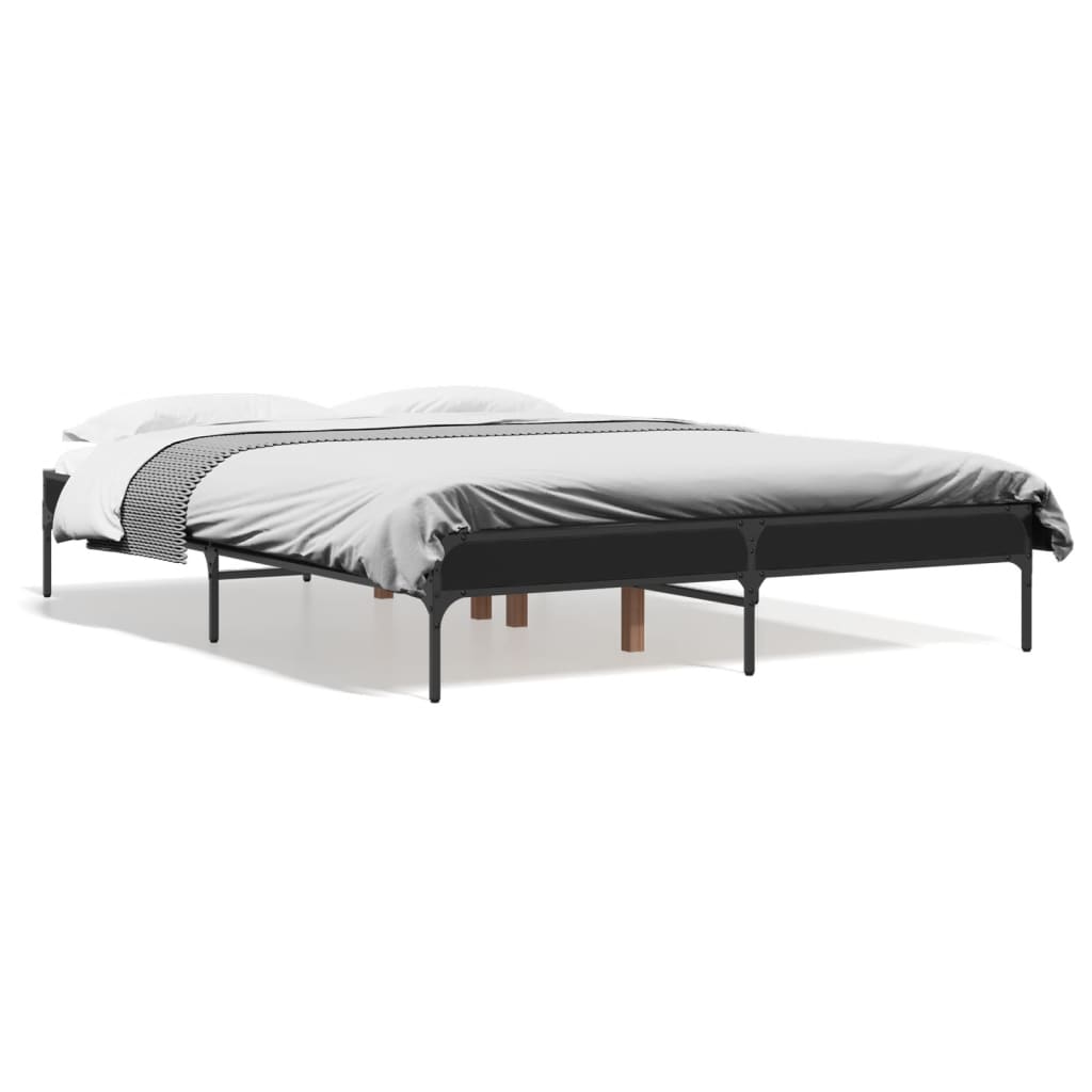 vidaXL Posteľný rám čierny 140x190 cm kompozitné drevo a kov