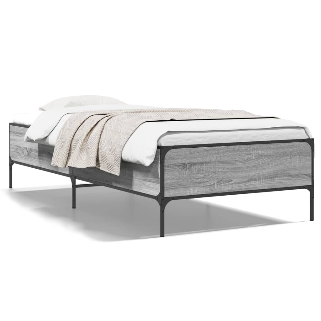vidaXL Posteľný rám dub sonoma 75x190 cm kompozitné drevo a kov