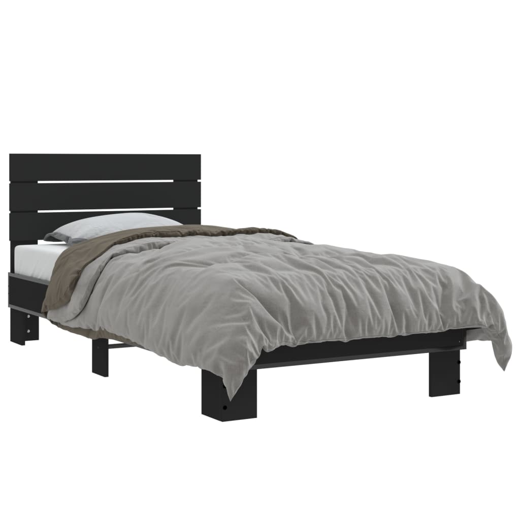 vidaXL Posteľný rám čierny 75x190 cm kompozitné drevo a kov