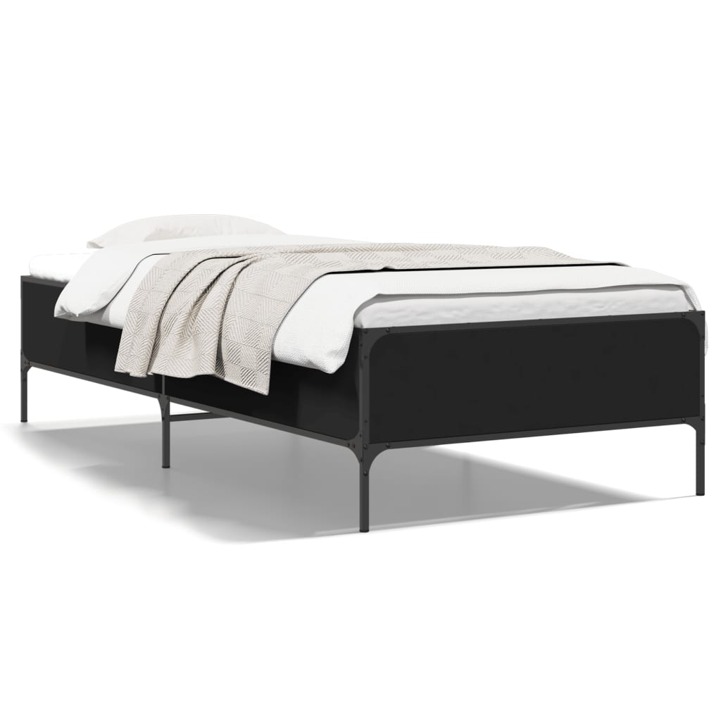 vidaXL Posteľný rám čierny 90x190 cm kompozitné drevo a kov
