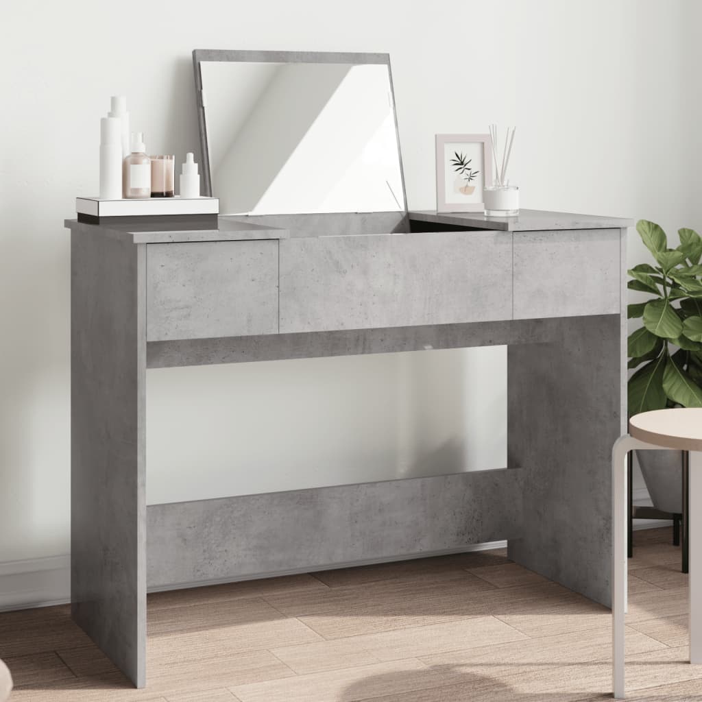 vidaXL Toaletný stolík so zrkadlom betónovosivý 100x45x76 cm