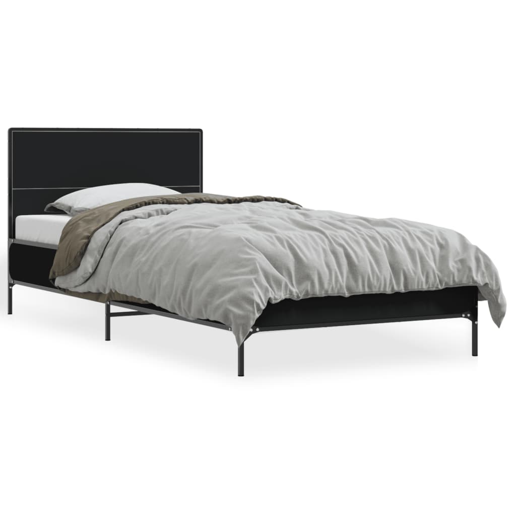 vidaXL Posteľný rám čierny 75x190 cm kompozitné drevo a kov