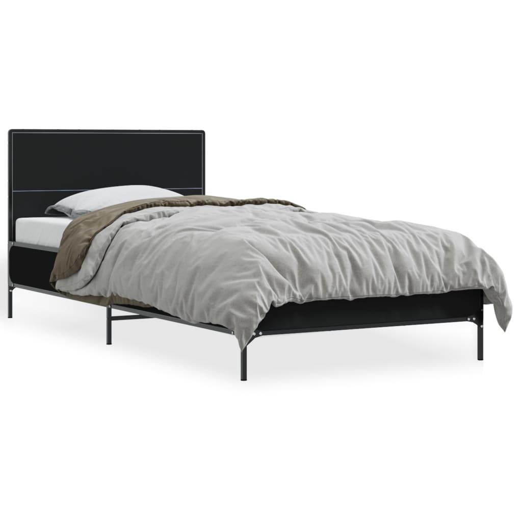 vidaXL Posteľný rám čierny 90x190 cm kompozitné drevo a kov