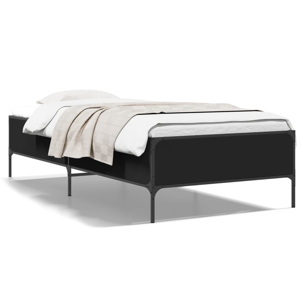 vidaXL Posteľný rám čierny 90x200 cm kompozitné drevo a kov