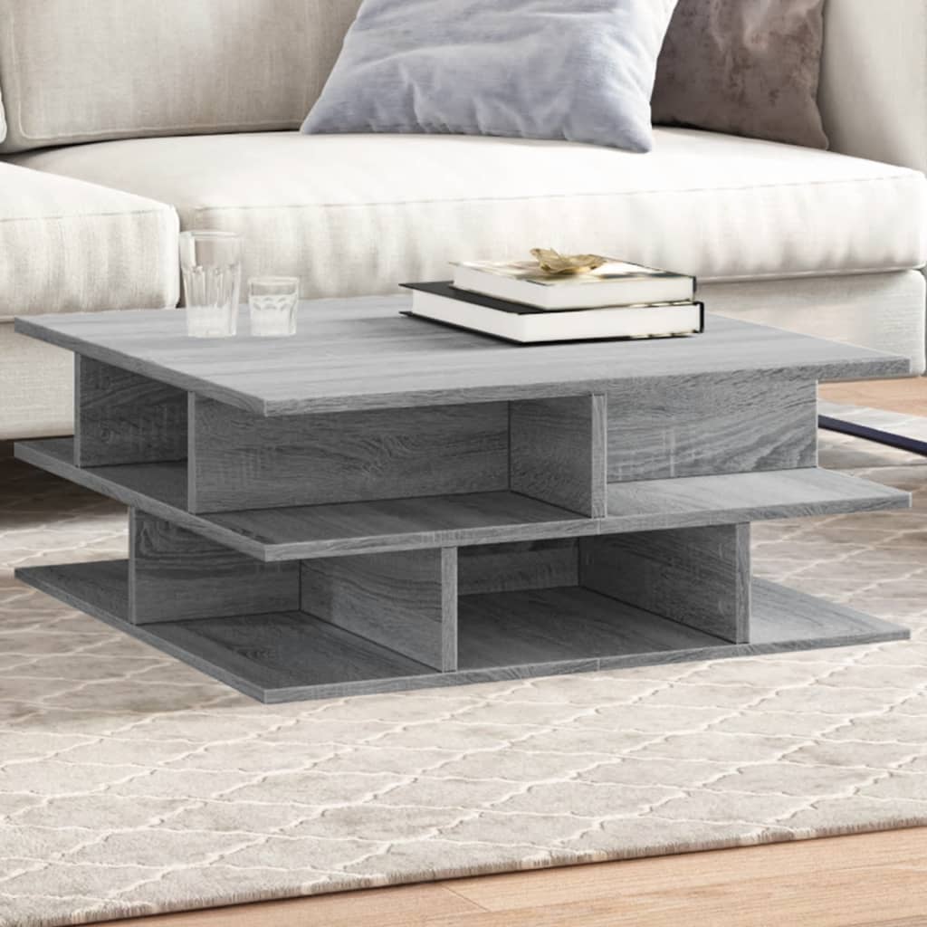 vidaXL Konferenčný stolík sivý sonoma 70x70x29 cm kompozitné drevo