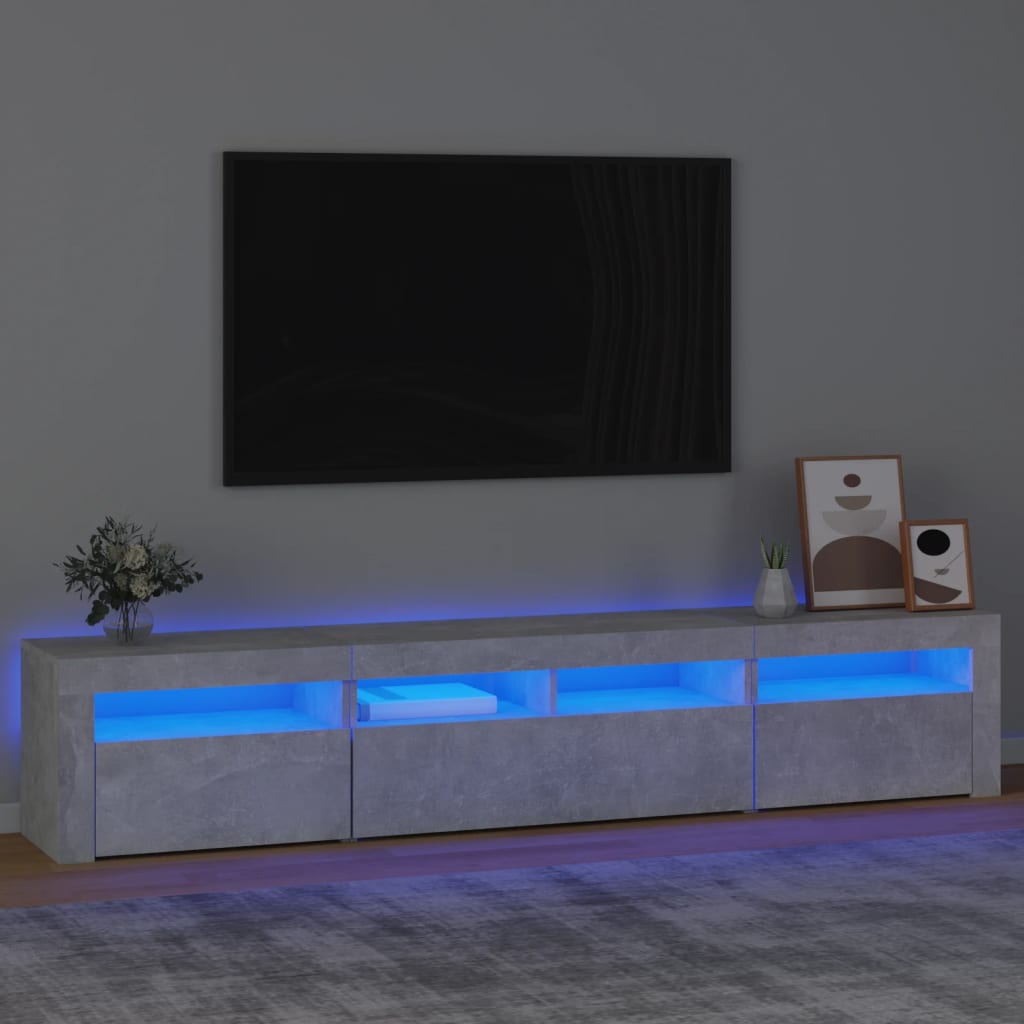 vidaXL TV skrinka s LED svetlami betónová sivá 210 x 35 x 40 cm