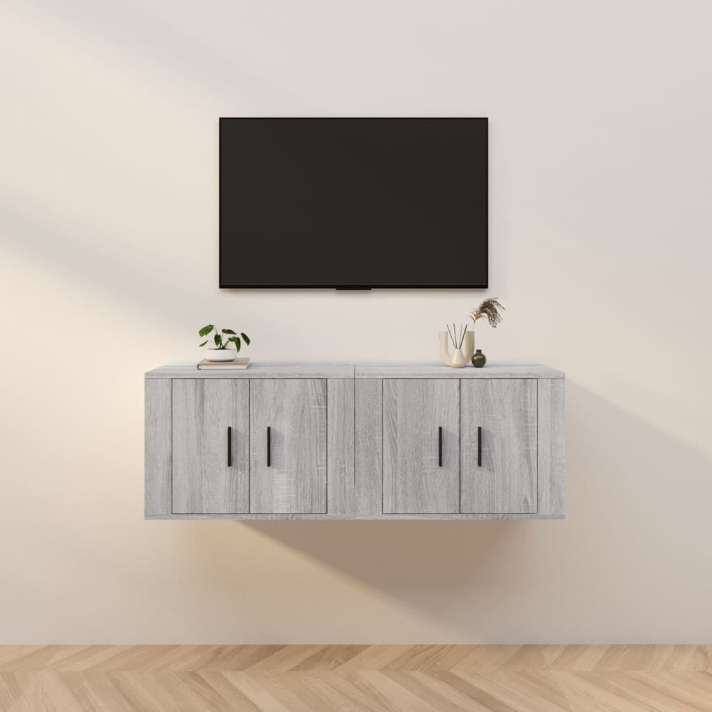 vidaXL Nástenné TV skrinky 2 ks sivé sonoma 57x34,5x40 cm