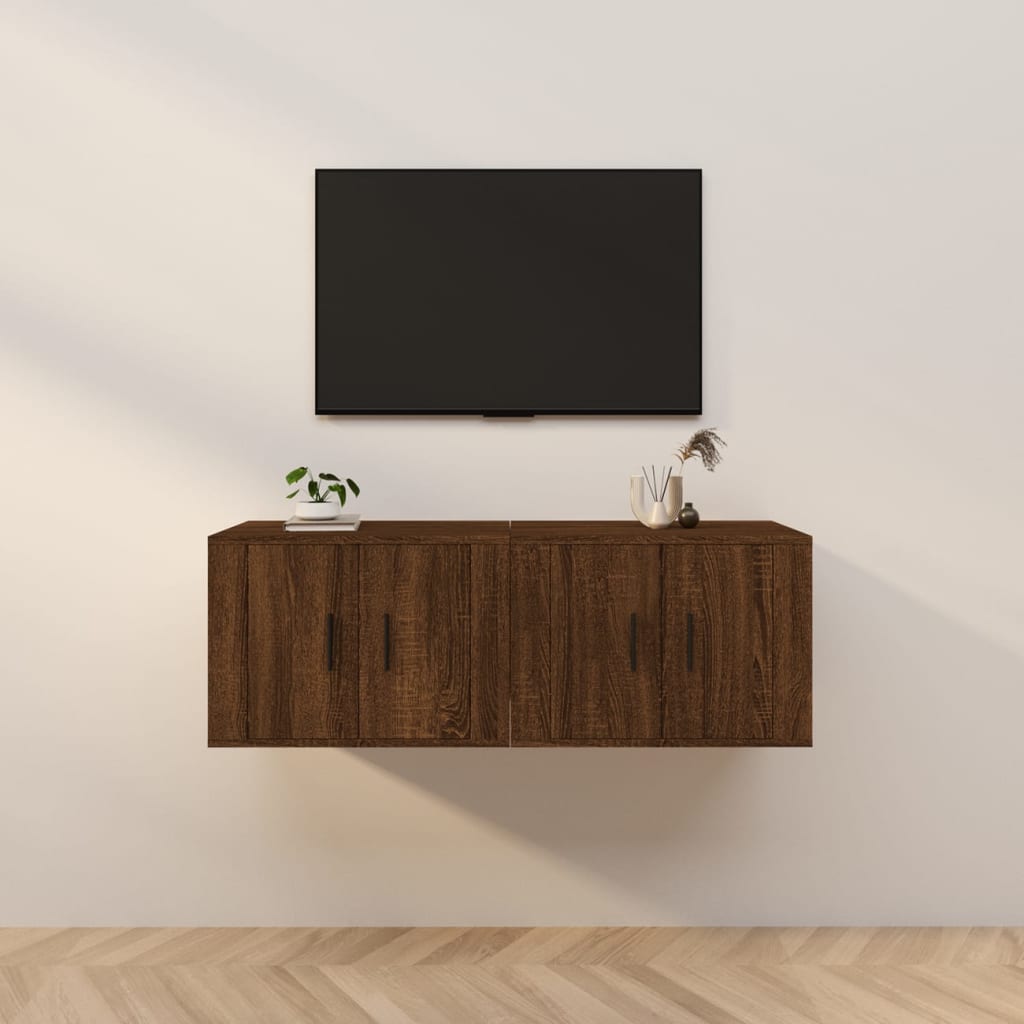vidaXL Nástenné TV skrinky 2 ks hnedý dub sonoma 57x34,5x40 cm