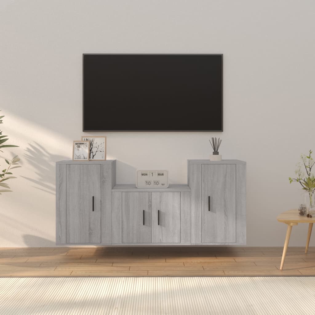 vidaXL 3-dielna súprava TV skriniek sivá sonoma spracované drevo