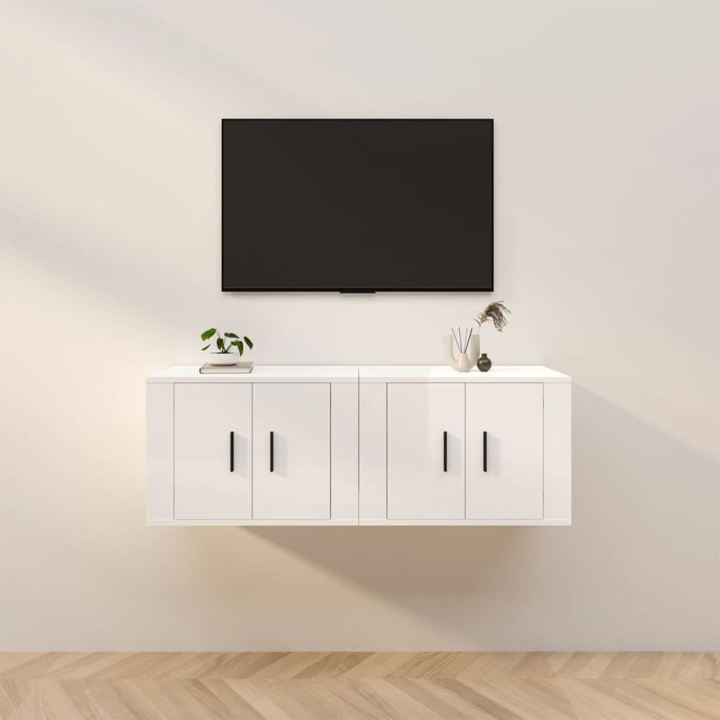 vidaXL Nástenné TV skrinky 2 ks lesklé biele 57x34,5x40 cm