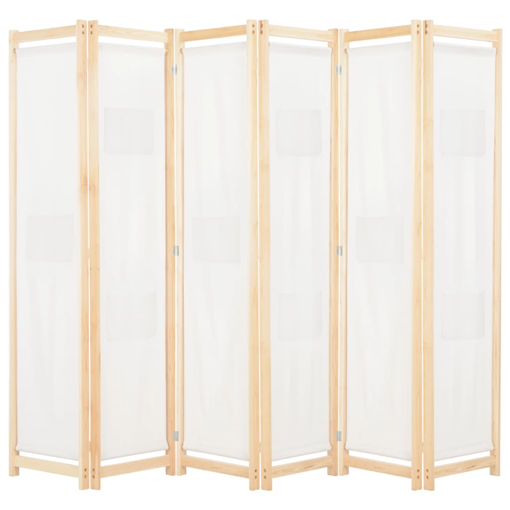 vidaXL 6-panelový paraván krémový 240x170x4 cm látkový