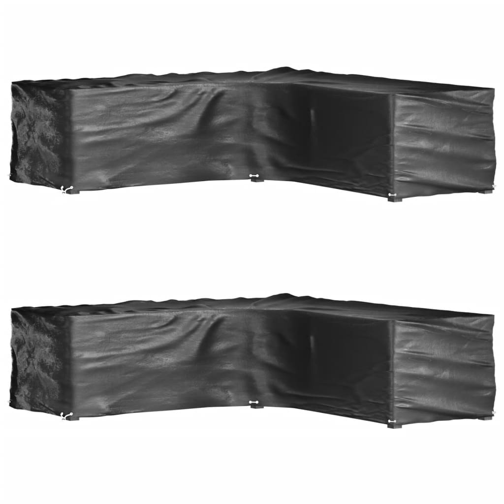 vidaXL Kryty na záhradný nábytok v tvare L 2ks 16 očiek 250x250x70 cm