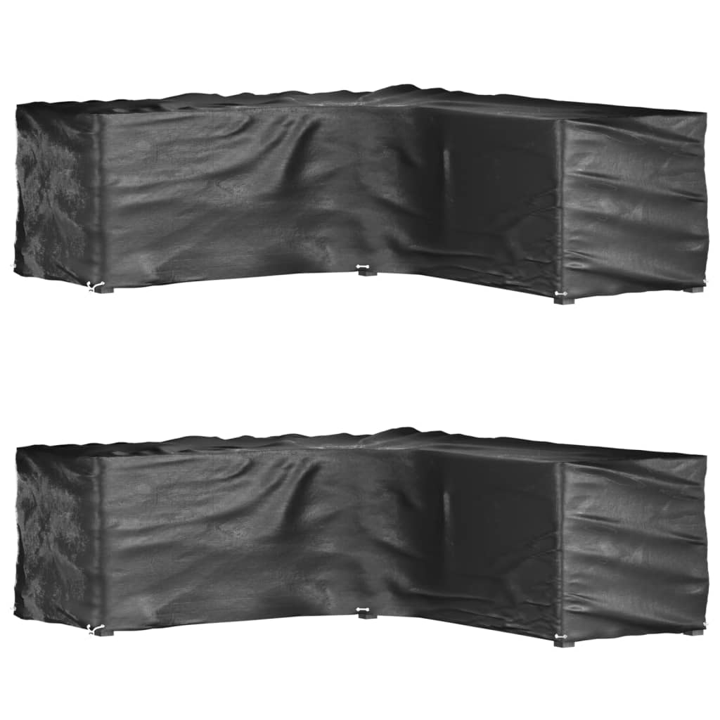 vidaXL Kryty na záhradný nábytok v tvare L 2ks 16 očiek 285x285x90 cm