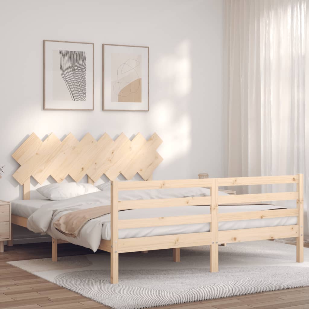 vidaXL Posteľný rám s čelom 160x200 cm masívne drevo