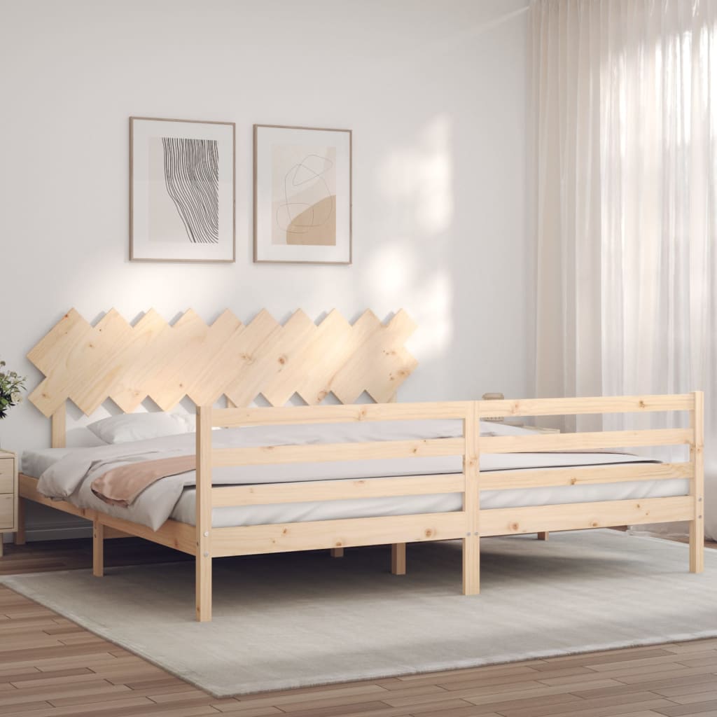 vidaXL Posteľný rám s čelom 200x200 cm masívne drevo