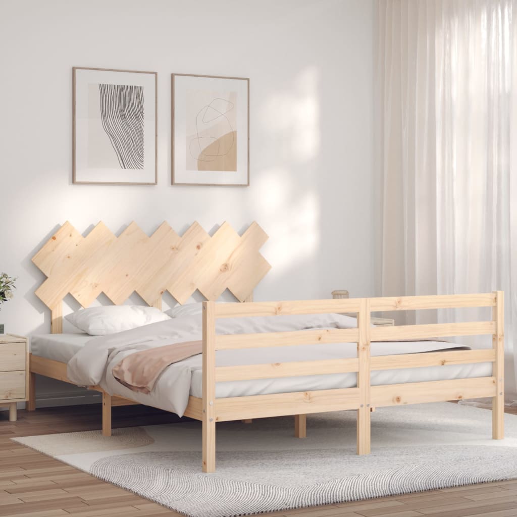 vidaXL Posteľný rám s čelom 140x200 cm masívne drevo