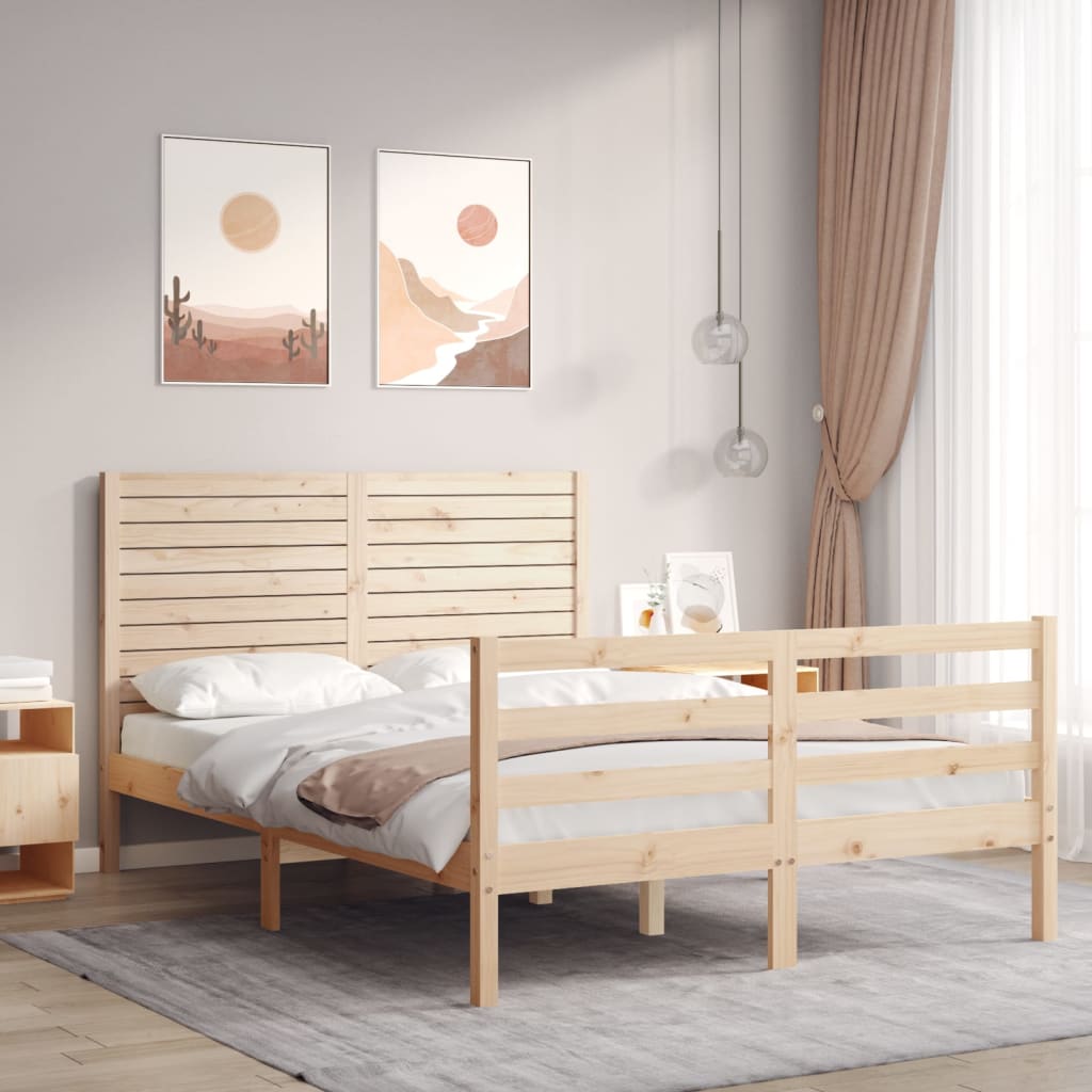 vidaXL Posteľný rám s čelom 120x200 cm masívne drevo