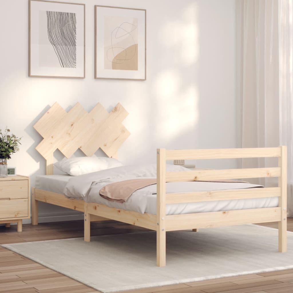 vidaXL Posteľný rám s čelom 90x200 cm masívne drevo