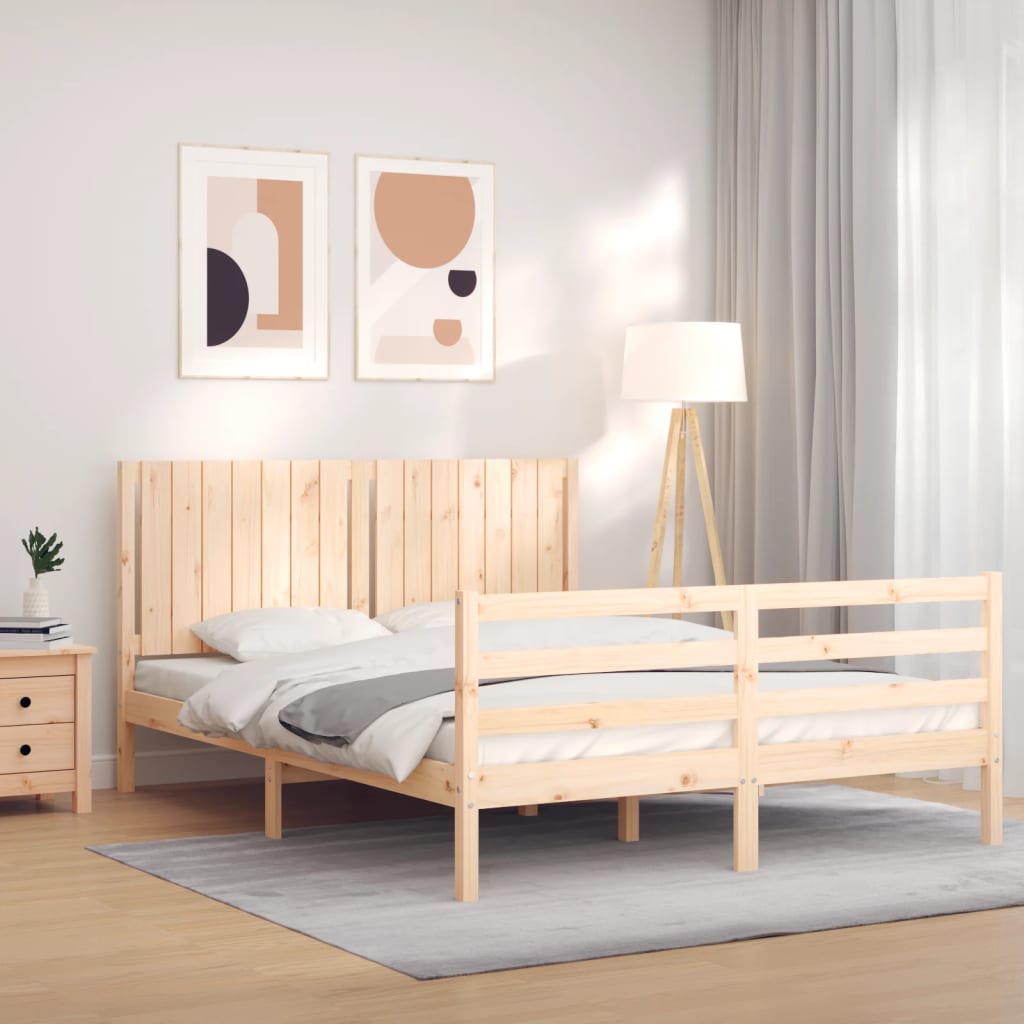 vidaXL Posteľný rám s čelom 160x200 cm masívne drevo