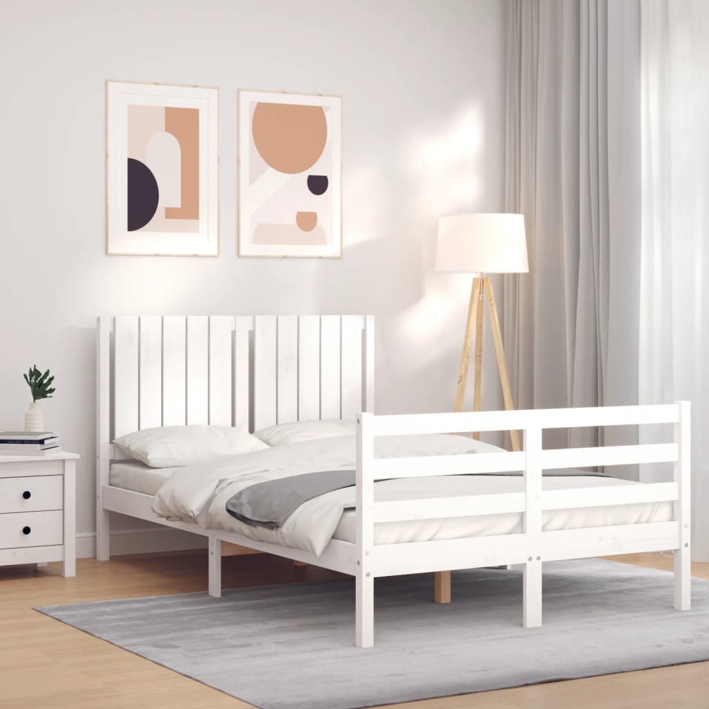 vidaXL Posteľný rám s čelom biely 120x200 cm masívne drevo