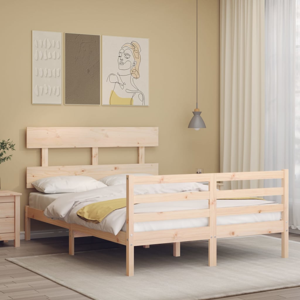 vidaXL Posteľný rám s čelom 140x200 cm masívne drevo