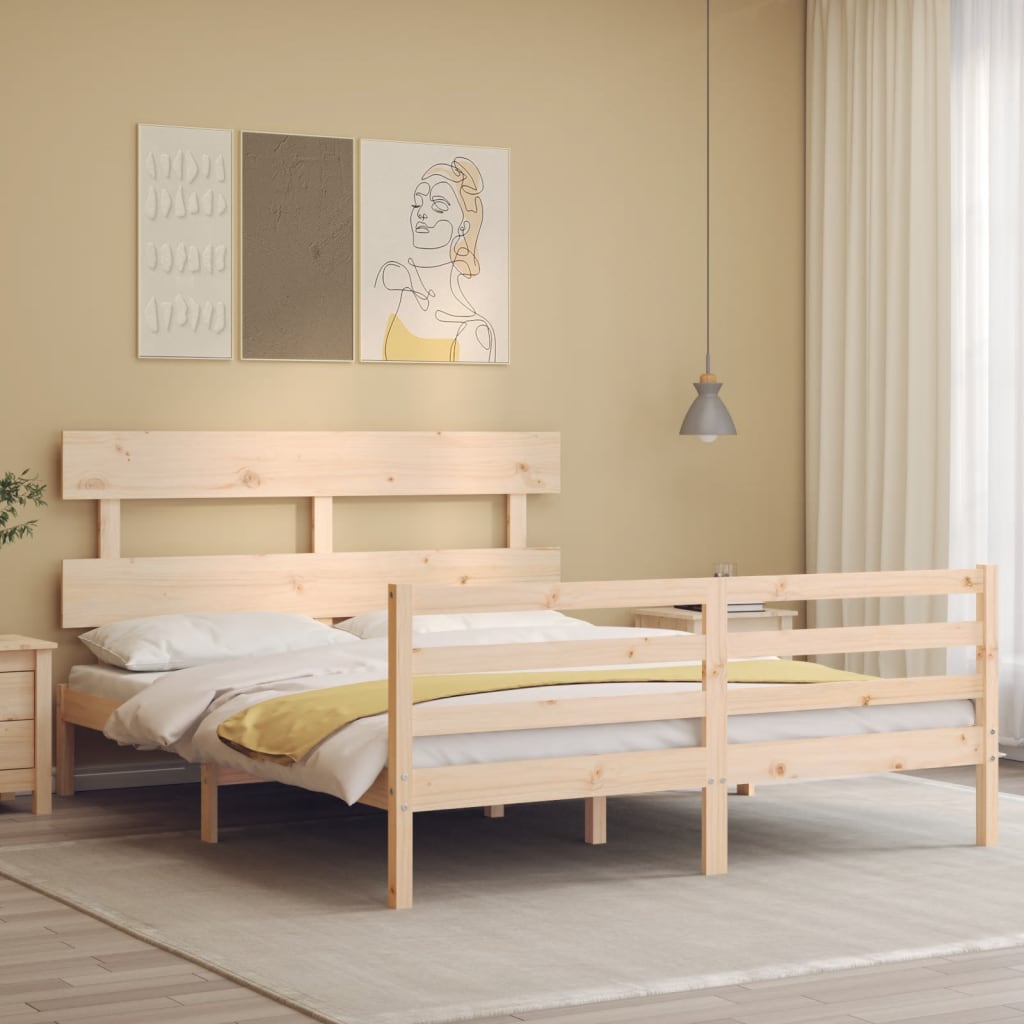 vidaXL Posteľný rám s čelom 160x200 cm masívne drevo
