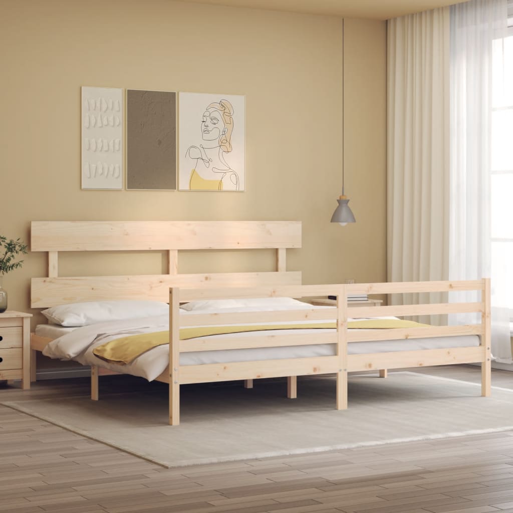 vidaXL Posteľný rám s čelom 200x200 cm masívne drevo