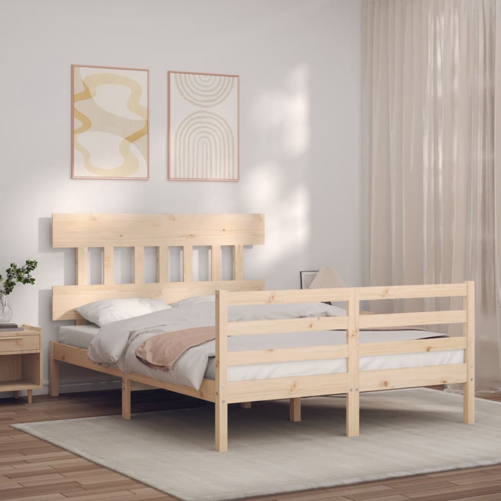 vidaXL Posteľný rám s čelom 140x200 cm masívne drevo