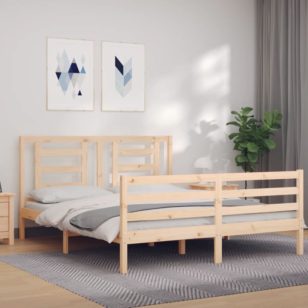 vidaXL Posteľný rám s čelom 160x200 cm masívne drevo