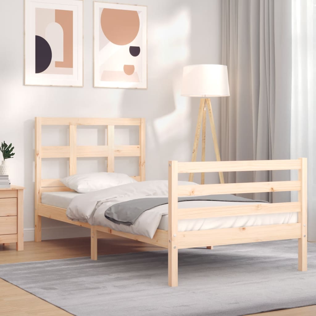 vidaXL Posteľný rám s čelom 90x200 cm masívne drevo