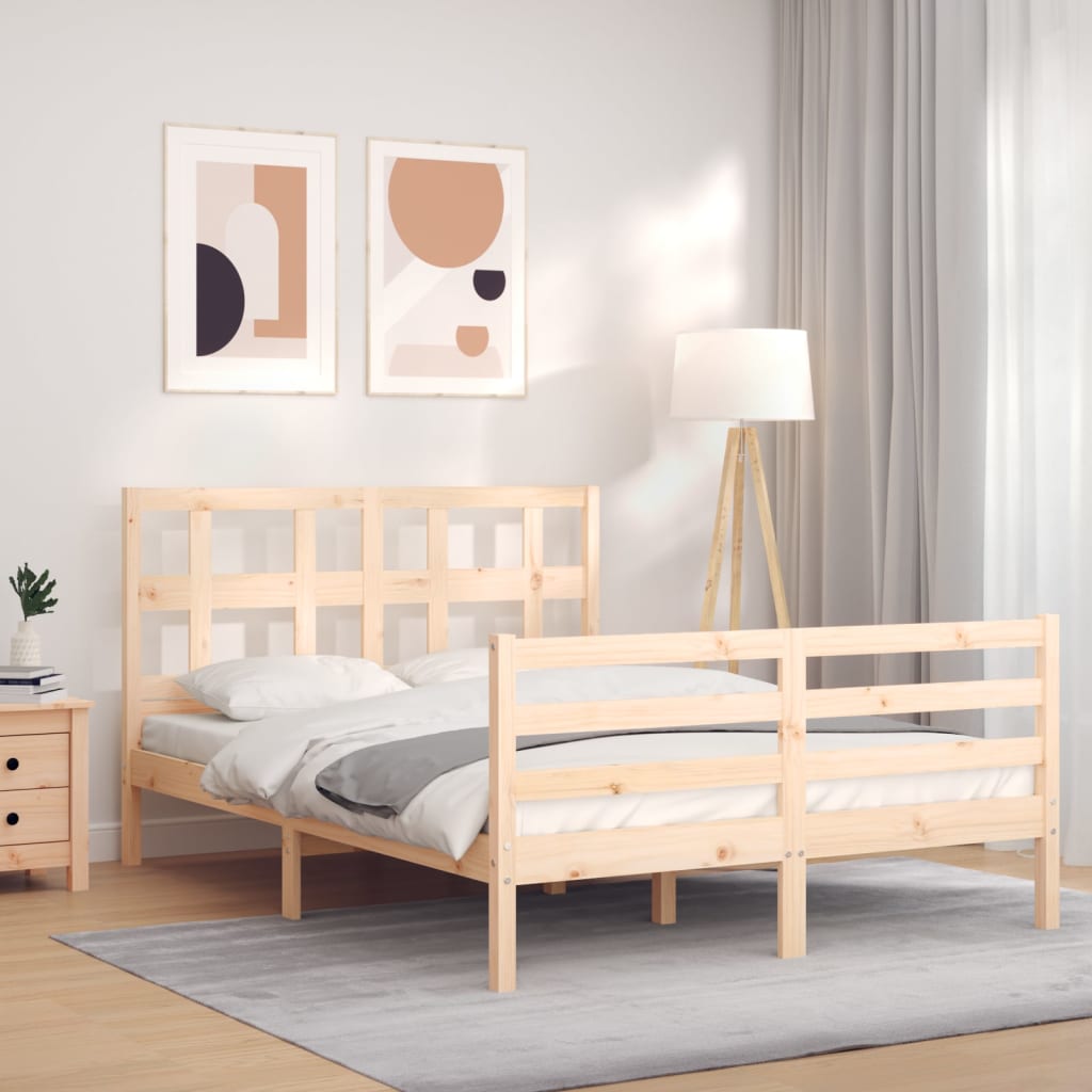 vidaXL Posteľný rám s čelom 120x200 cm masívne drevo