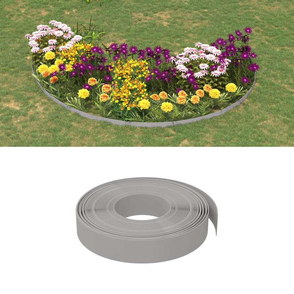 vidaXL Záhradné obruby 5 ks sivé 10 m 10 cm polyetylén