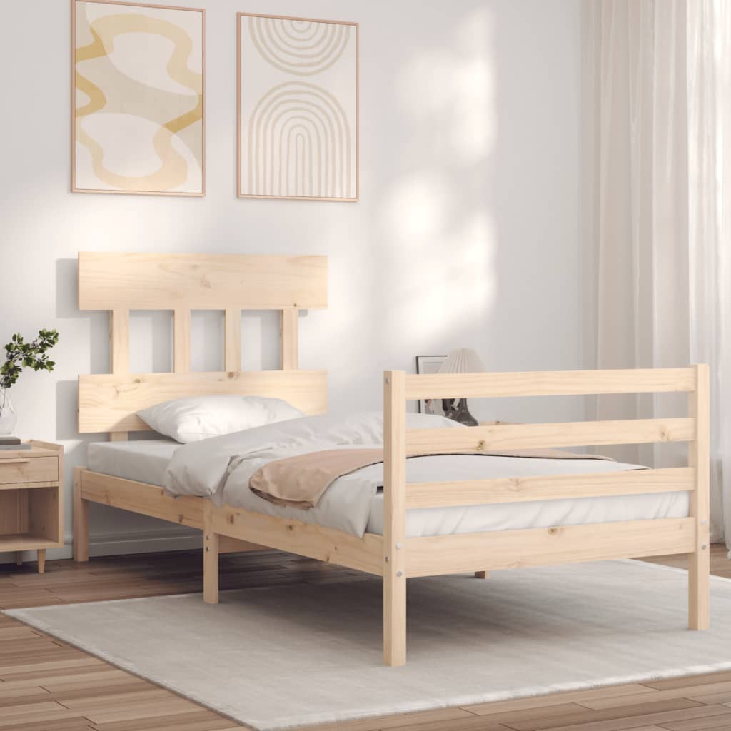 vidaXL Posteľný rám s čelom 90x200 cm masívne drevo