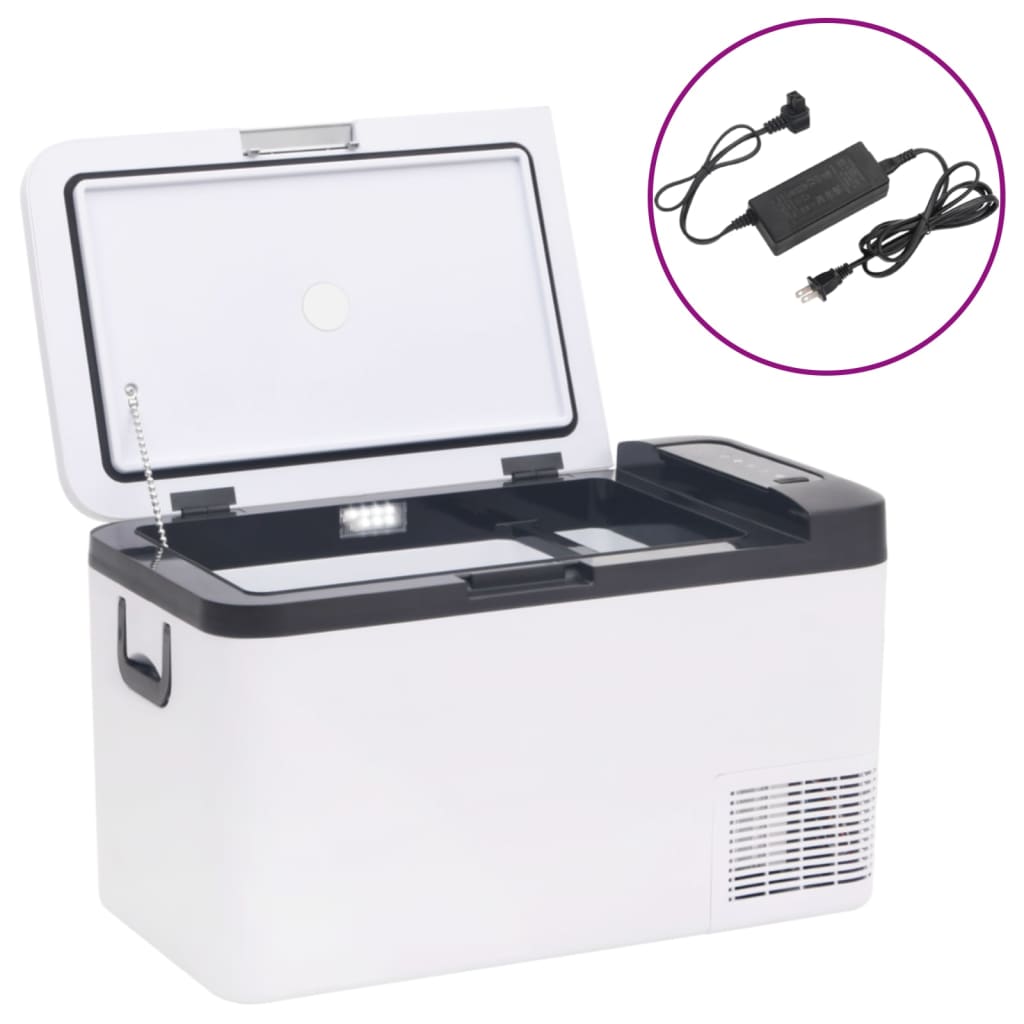 vidaXL Chladiaci box s rukoväťou a adaptérom čierno-biely 18 l PP a PE