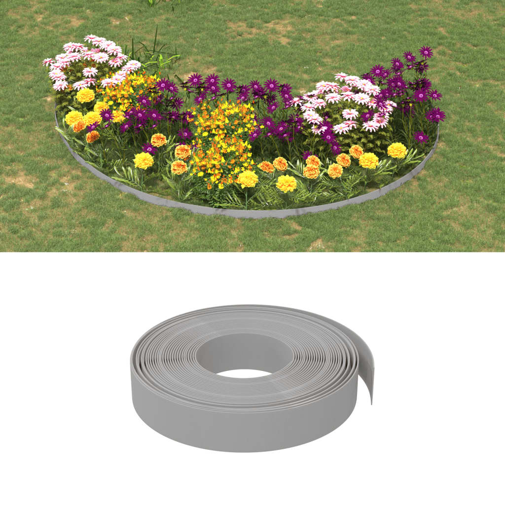vidaXL Záhradné obruby 3 ks sivé 10 m 10 cm polyetylén