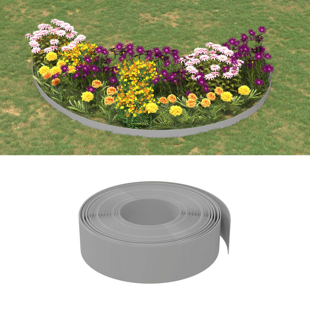 vidaXL Záhradné obruby 5 ks sivé 10 m 15 cm polyetylén