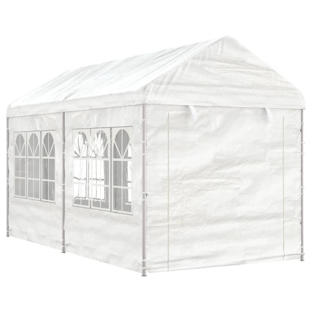 vidaXL Altánok so strechou, biely 4,46x2,28x2,69 m, polyetylén