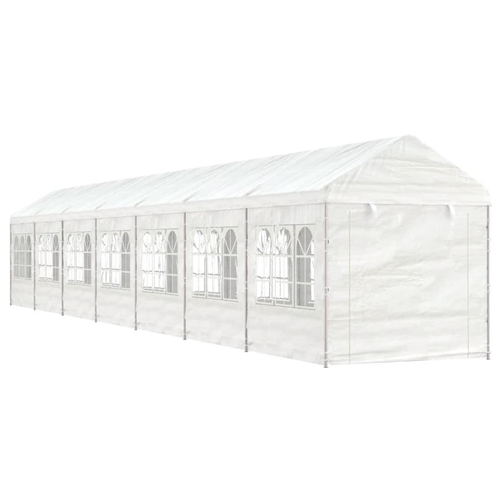 vidaXL Altánok so strechou, biely 15,61x2,28x2,69 m, polyetylén
