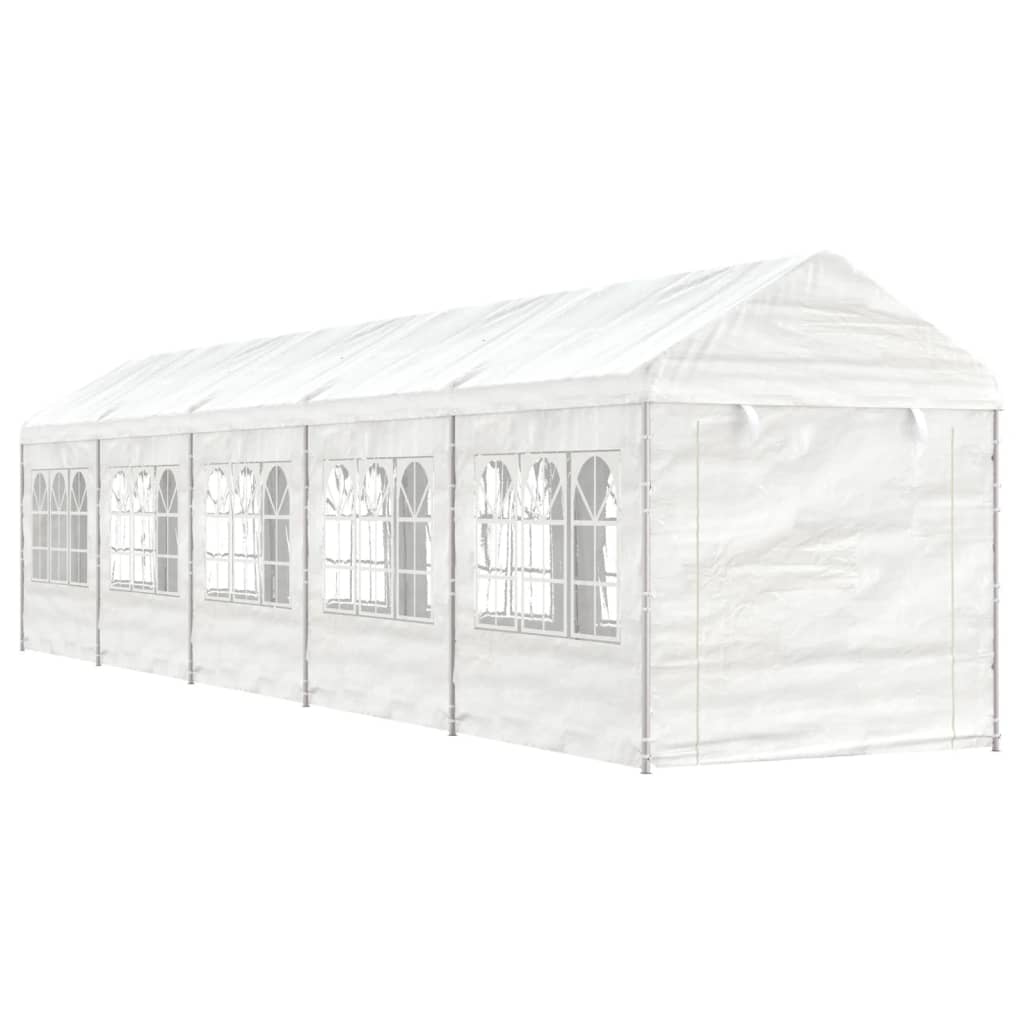 vidaXL Altánok so strechou, biely 11,15x2,28x2,69 m, polyetylén