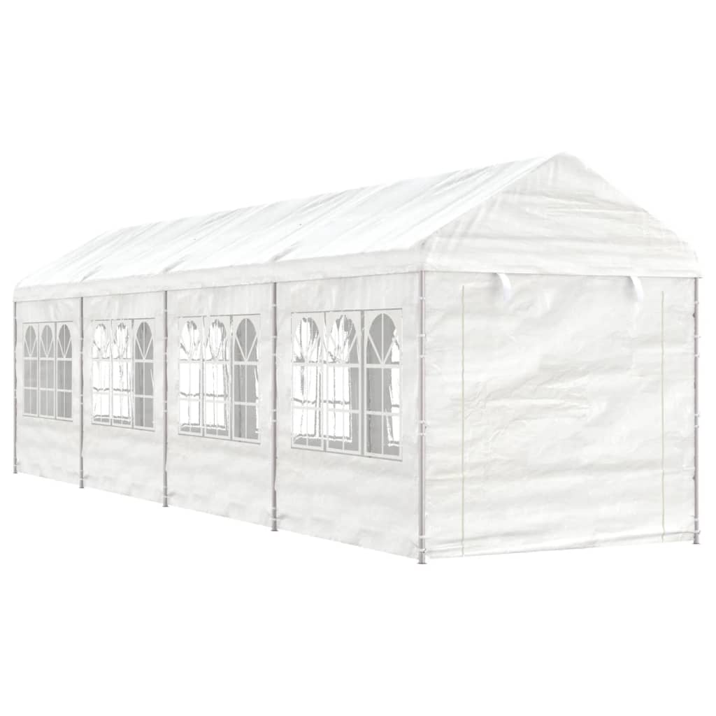 vidaXL Altánok so strechou, biely 8,92x2,28x2,69 m, polyetylén