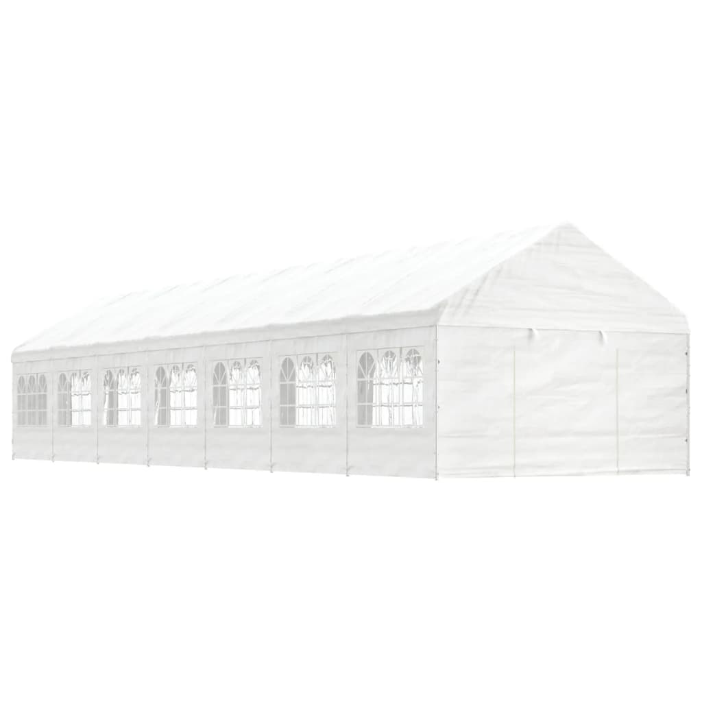 vidaXL Altánok so strechou, biely 15,61x4,08x3,22 m, polyetylén