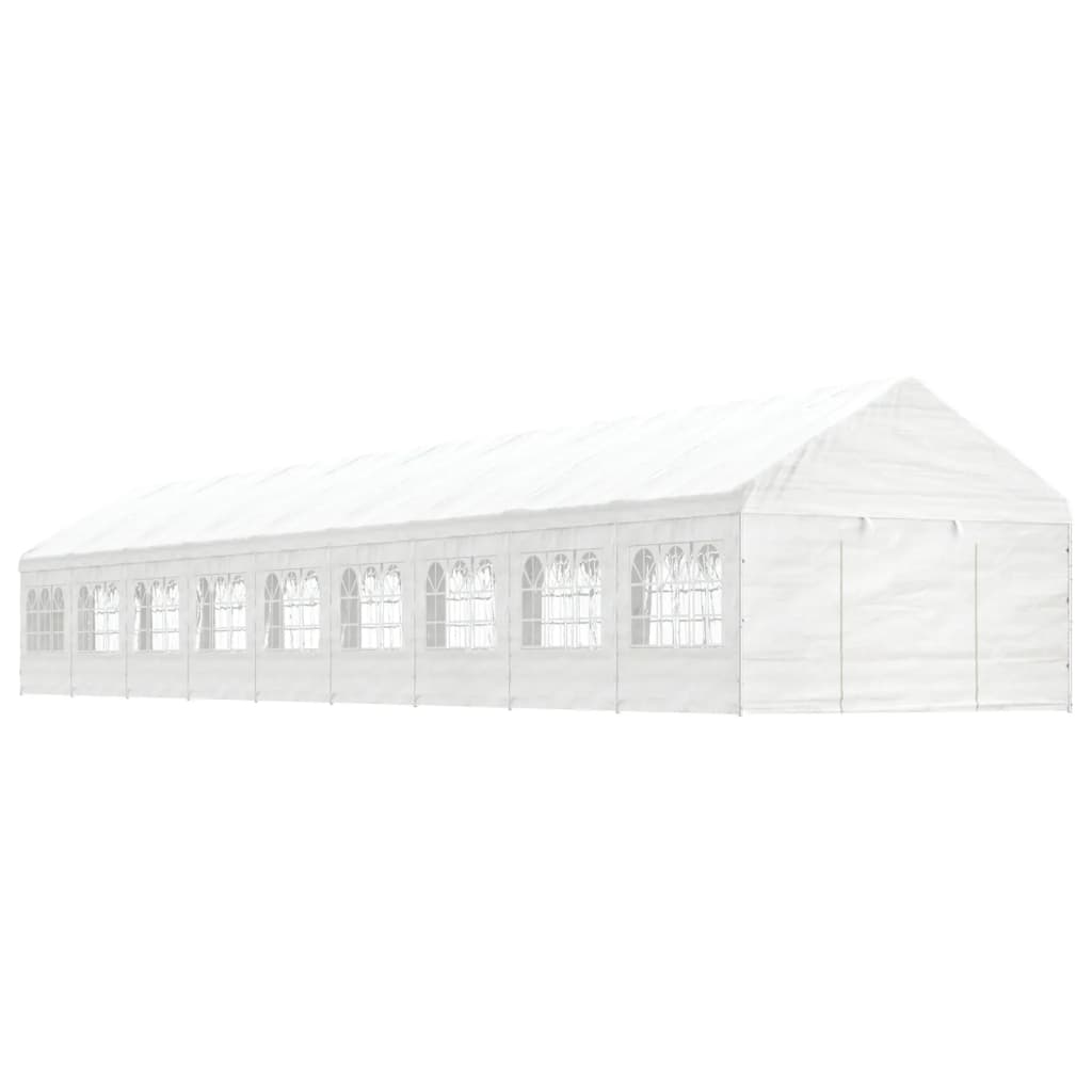 vidaXL Altánok so strechou, biely 20,07x4,08x3,22 m, polyetylén