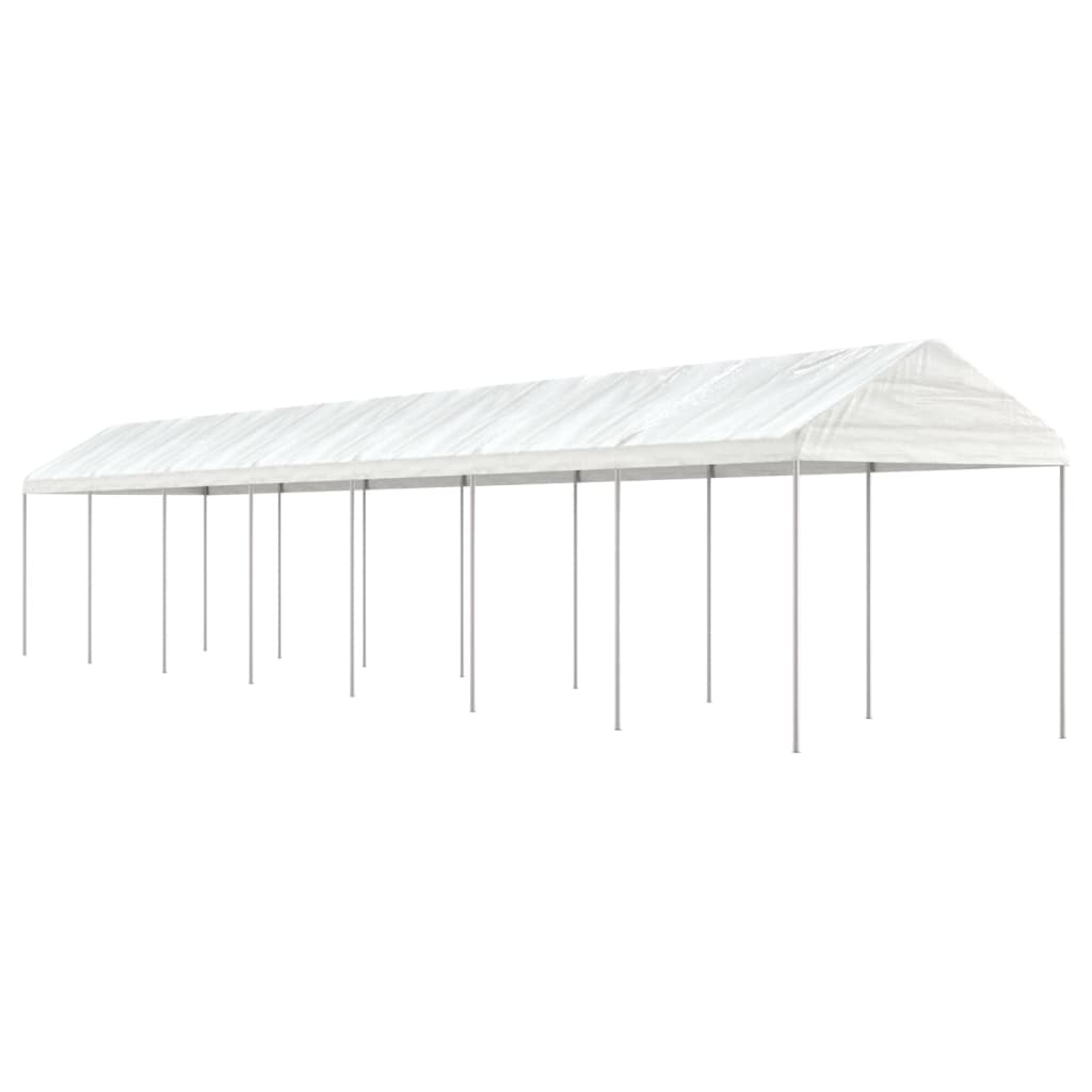 vidaXL Altánok so strechou, biely 15,61x2,28x2,69 m, polyetylén