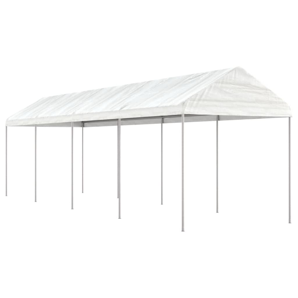vidaXL Altánok so strechou, biely 8,92x2,28x2,69 m, polyetylén